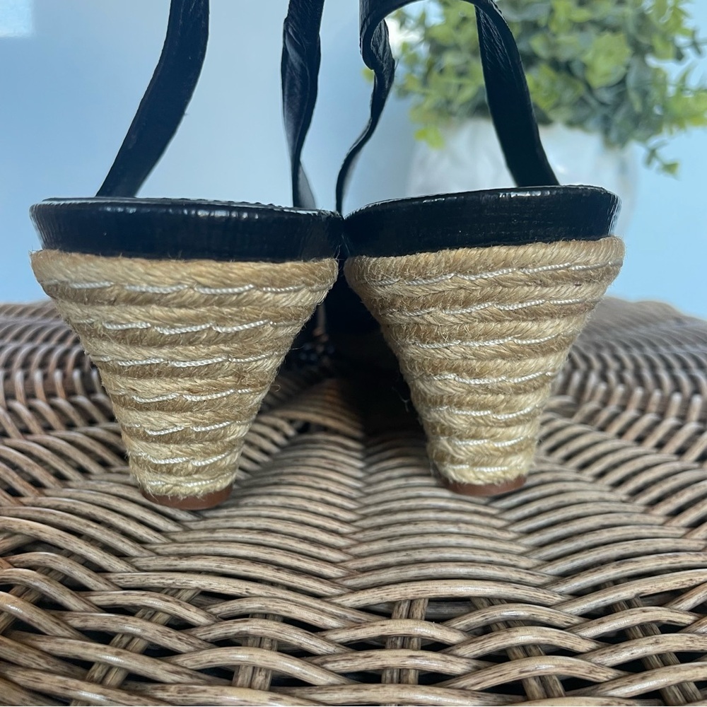 Cole Haan Black Peep-Toe Slingback Wedges - Picture 7 of 15